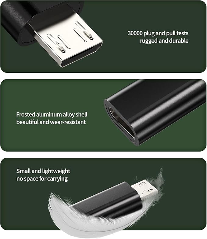Lightning Female to Micro USB Male Adapter(3Pack)for Ipad compatible for Samsung Galaxy S7 S6 Edge LG Android Converter Charge Data Sync Charging Connector Port for iPhone 14 Pro Max 7 8 X Mini Cable