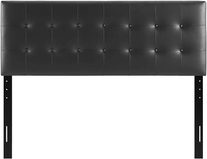 Modway Emily Tufted Button Faux Leather Upholstered Queen Headboard in Black