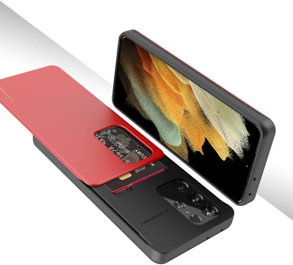 GOOSPERY Sky Slide for Galaxy S21 Ultra Case 6.8" (2021), Card Holder Case, Dual Layer Protective Bumper with Wallet
