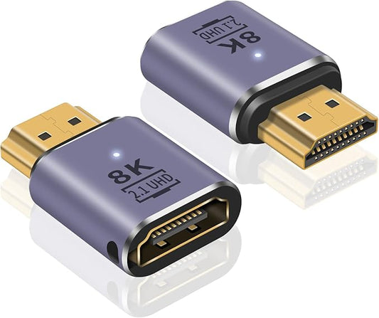 Poyiccot HDMI Extension Adapter 8K, UHD 48Gbps HDMI 2.1 Male to Female Adapter Connector Supports 8K@60Hz, 4K@120Hz, 3D HDR for Laptop,DVD,TV, Monitors,TV, PS5, 2-Pack