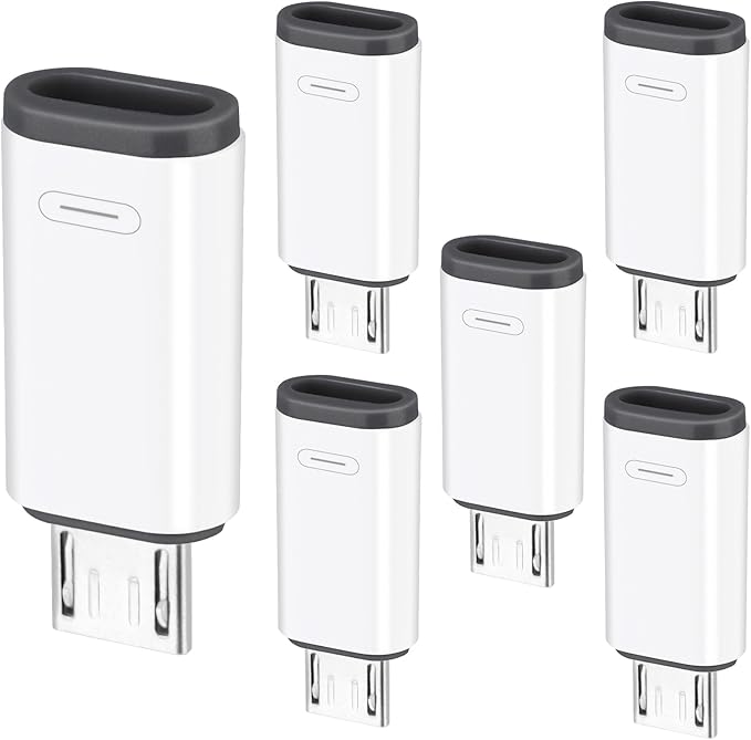 6 Pack Micro USB to USB-C Adapter, Type C Female to Micro USB Male Converter Connector, Supports Charging and Data Synchronization, Compatible with Samsung Galaxy S7/S7 Edge, Nexus 5/6