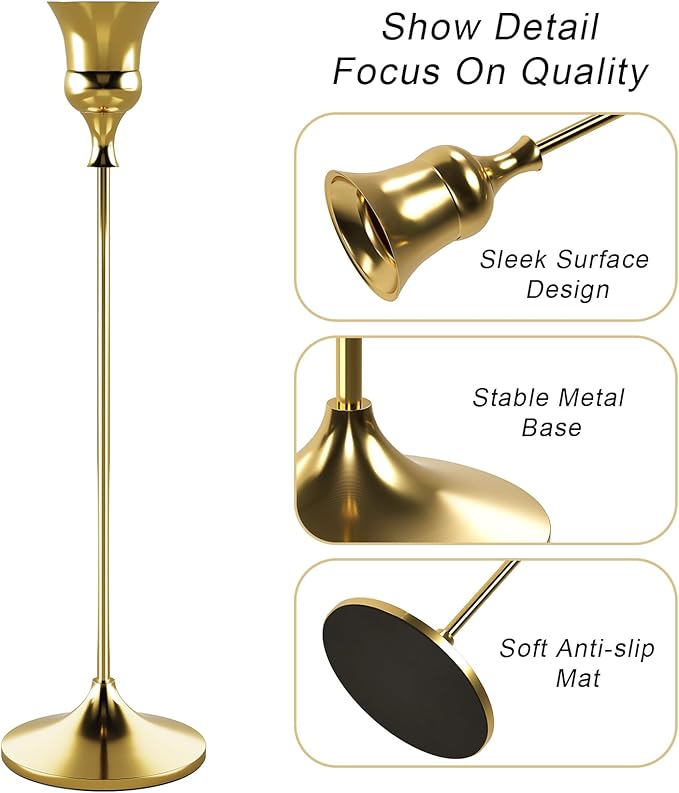 Candlestick Holders Gold, 9 Packs Taper Candle Holder for Candlesticks, Candle Sticks Holder Decor for Home Decor