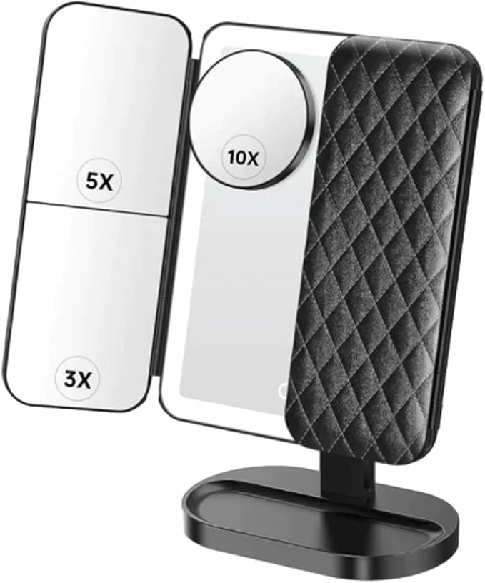 Glisera Smart Mirror, Trifold Led Makeup Mirror, Aristoparis Makeup Mirror, Glisera Makeup Mirrors, Glisera Smart Mirror with Lights,LED Trifold Vanity (Black)