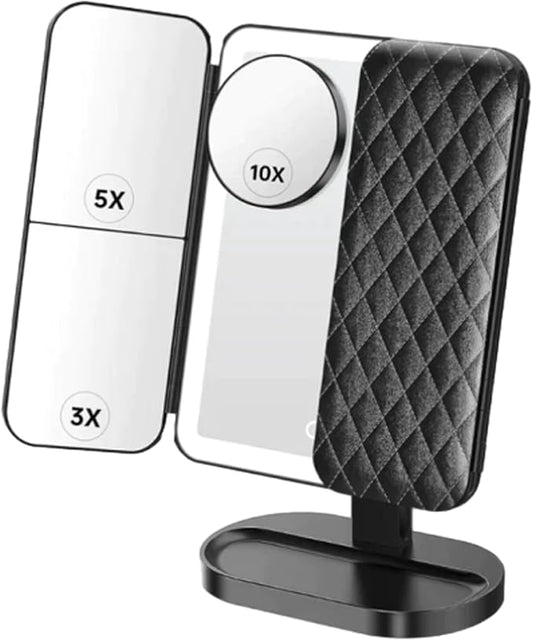 Glisera Smart Mirror, Trifold Led Makeup Mirror, Aristoparis Makeup Mirror, Glisera Makeup Mirrors, Glisera Smart Mirror with Lights,LED Trifold Vanity (Black)