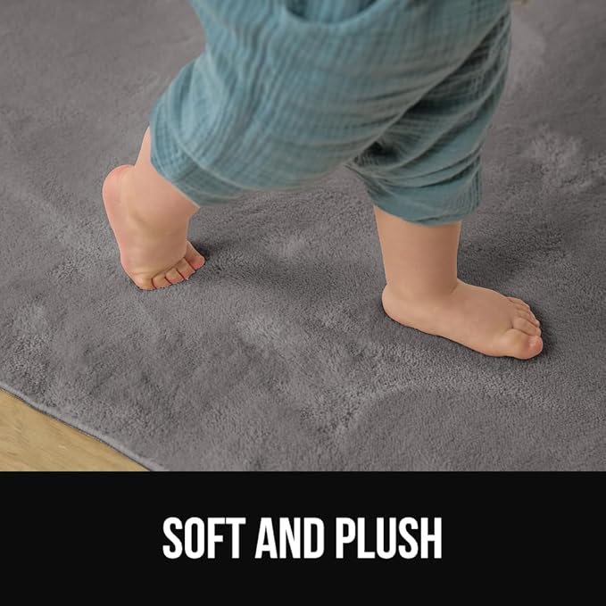 GORILLA GRIP Ultra Soft Washable Area Rug, Stain and Slip Resistant Plush Thick Carpet for Bedroom Living Room, No Shed Floor Rugs, Pet Friendly, Dorm Essentials, Kids Nursery Home Decor, 3x5, Gray