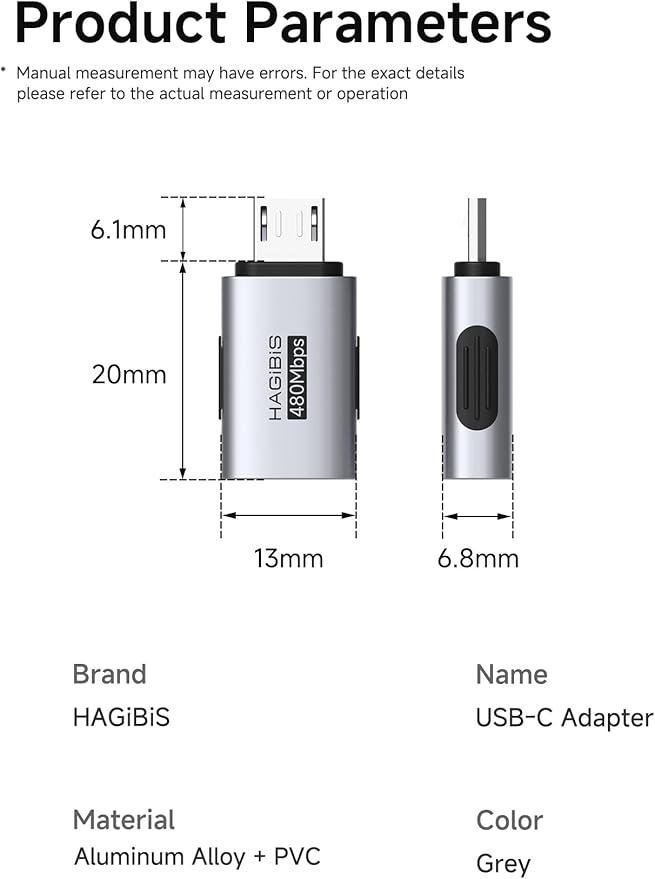 Hagibis USB-C to Micro USB Adapter 2 Pack, Type-C Female to Micro USB Male Convert Connector for Android Phones Speaker Power Bank Galaxy S7 S7 Edge, Nexus 5 6 and Micro USB Devices (ZJTN02)