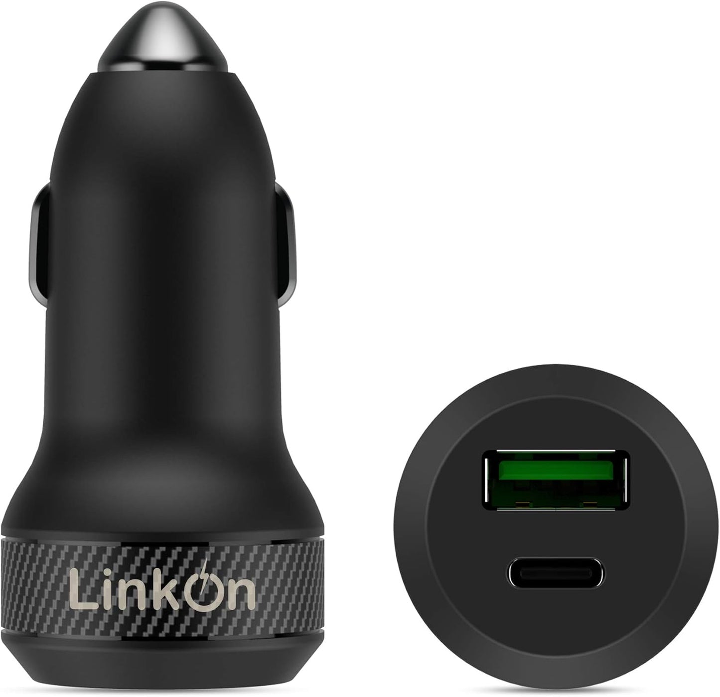 LinkOn 45W Car Charger with 27W USB-C PD3.0 & 18W USB-A QC3.0 for iPhone Xs/Max/XR/X, iPad, Samsung Galaxy, Pixel,