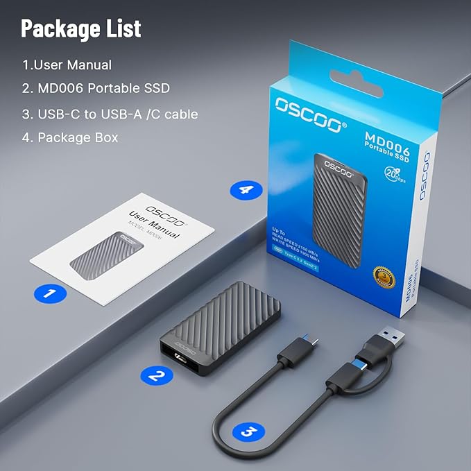 4TB External Hard Drive, Up to 2100MB/s, USB 3.2 Gen 2 Portable SSD, External Solid State Drive for Mac, Windows PC, Laptops, Gaming, iPhone — Ideal for File Backup, Content Creators & Videographers