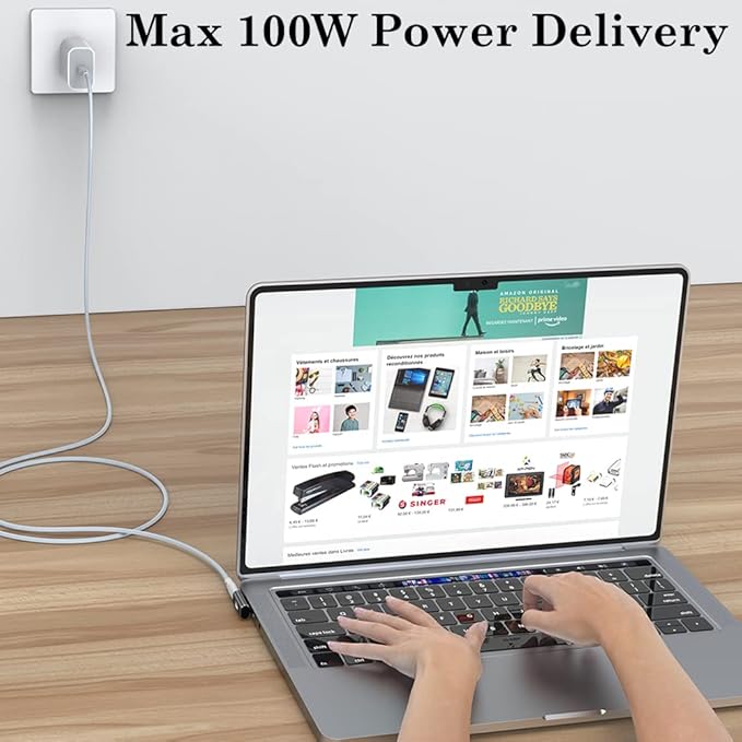 AuviPal 90 Degree USB C Adapter (2 Pack), L Shape Left and Right USB Type C Connector for Meta Quest, MacBook, iMac, iPad, iPhone 16 15 Series and Other Type C or Thunderbolt 4/3 Devices - Black