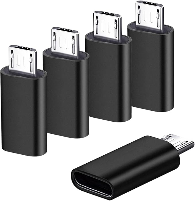 USB C to Micro USB Adapter 5Pack, Type C Female to Micro USB Male Convert Connector Support Charge and Data Sync Compatible with Samsung Galaxy S7 S7 Edge, Nexus 5 6 and More Micro USB Devices