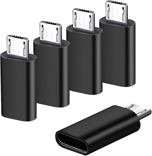 USB C to Micro USB Adapter 5Pack, Type C Female to Micro USB Male Convert Connector Support Charge and Data Sync Compatible with Samsung Galaxy S7 S7 Edge, Nexus 5 6 and More Micro USB Devices
