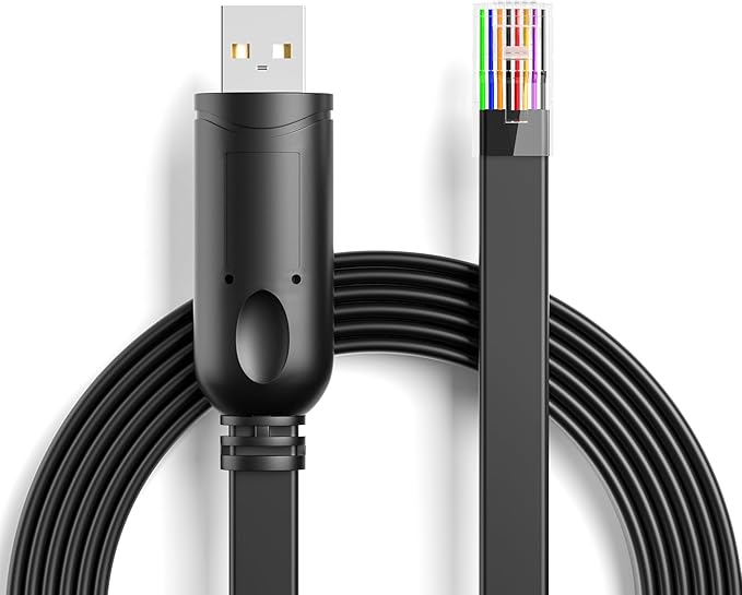 DriverGenius USB to RJ45 Serial Console Rollover Cable Adapter - Cross-Platform Compatibility for Windows 11, macOS 15, Network Management and Device Troubleshooting Tool (6FT)