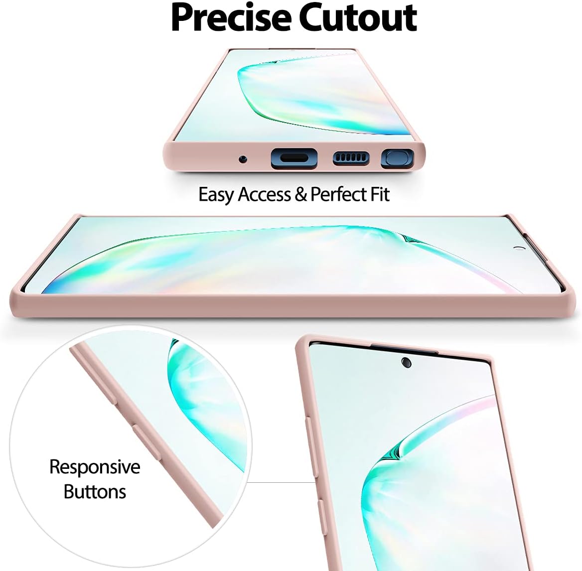 GOOSPERY Liquid Silicone Case for Galaxy Note 10 Plus (2019), Silky-Soft Touch Full Body Protection, Pink Sand