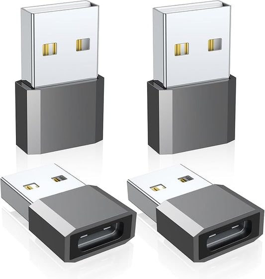 USB C to USB Male Adapter 4 Pack, Type C Charging Cord Connect USB A Charger for iPhone 17 16 15 14 13 12 11 Pro Max, iPad Air 4 Mini 6, Samsung Galaxy S25 S24 S23 S22 S21 S20 Ultra, Pixel 9