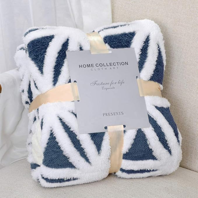 LOMAO Sherpa Fleece Blanket Fuzzy Soft Throw Blanket Dual Sided Blanket for Couch Sofa Bed (Navy, 90''x90'')