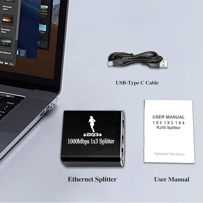 Ethernet Splitter 1 to 3, High Speed Internet & Ethernet Switch for Cat5, Cat5e, Cat6, Cat 7 Cable (1000Mbps)