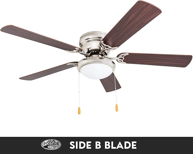 Portage Bay 50252 Hugger 52" Brushed Nickel West Hill Ceiling Fan with Bowl Light Kit