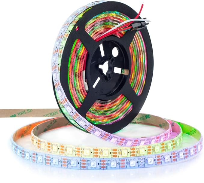 BTF-LIGHTING WS2812B RGB ECO LED Strip, Chasing Effects 5050SMD Individually Addressable 16.4FT 60Pixels/m 300Pixels Flexible Dream Color IP65 for Bedroom DIY Projects DC5V(No Adapter or Controller)