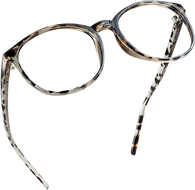 LifeArt Round Blue Light Blocking Glasses, Computer Glasses, Gaming Glasses, TV Glasses for Women Men (Leopard, 4.00 Magnification)