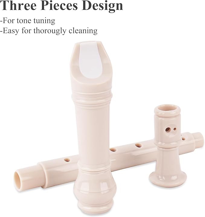 Recorder Instrument for Beginner Adults,8-Hole Soprano Descant Recorder Music Flute with with Cleaning Rod & Leather Case For Home Entertainment(3-Carved White)