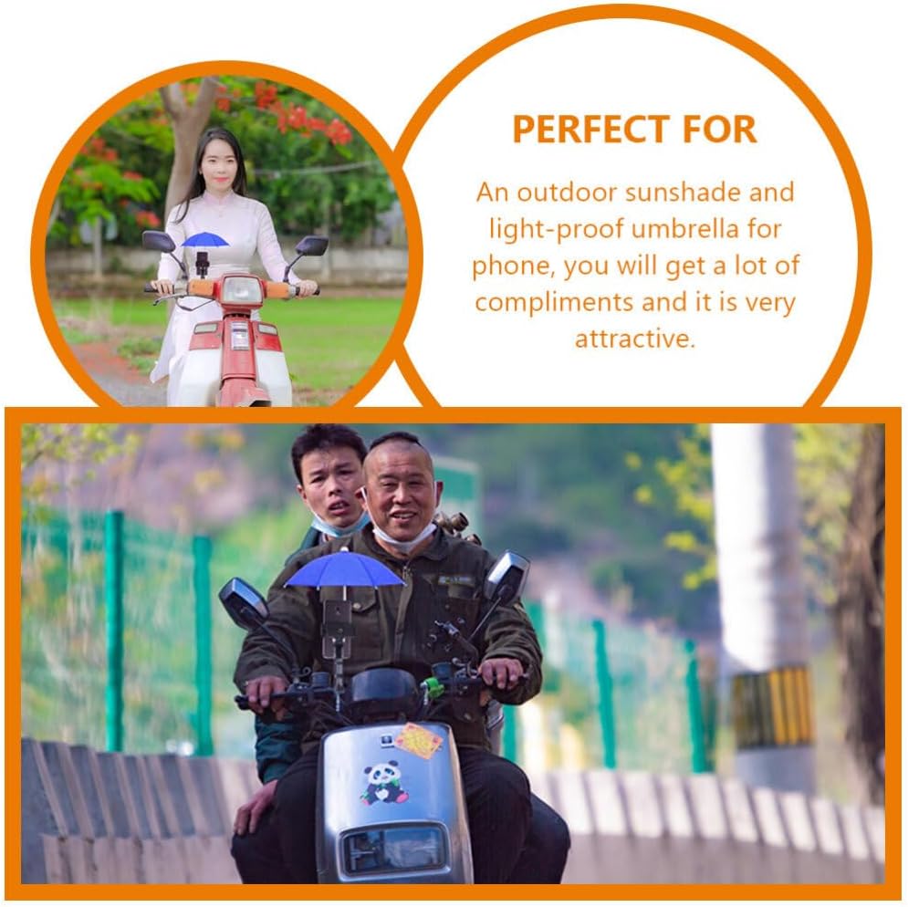 Healvian 2pcs Mini Phone Umbrella Shade, Cute Phone Rain Shield & Sunshade Holder for Cellphone, Car, Motor, Bicycle