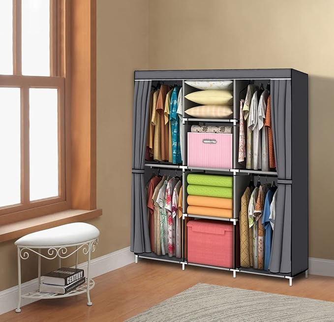 YOUUD Portable Clothes Storage Closet Organizer - Gray