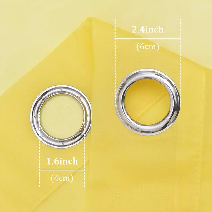 KEQIAOSUOCAI Vibrant Yellow Sheer Voile Window Treatment Grommet Top Curtain Panels for Bedroom and Living Room (54 x 63 inches Long, Set of 2)