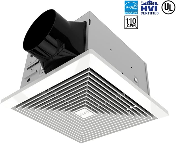 BV Bathroom Exhaust Fan 110CFM - Bathroom Fan 1.2 Sones, 4" Duct Collar, Rooms Up to 110 Sq. Ft.| Energy-Saving Ventilation Fan - No Attic Access & Ultra-Quiet | Energy Star, HVI 2100 & UL Certified