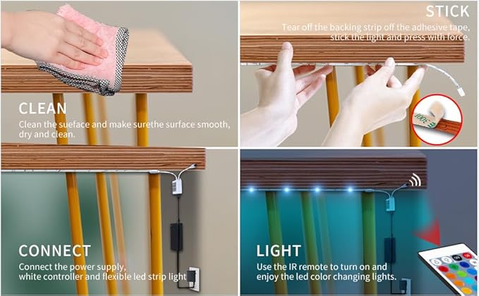VOLIVO Led Strip Lights 130ft, 44Key IR Remote Control Led Light Strip, Color Changing Lighting for Bedroom, Home Decor
