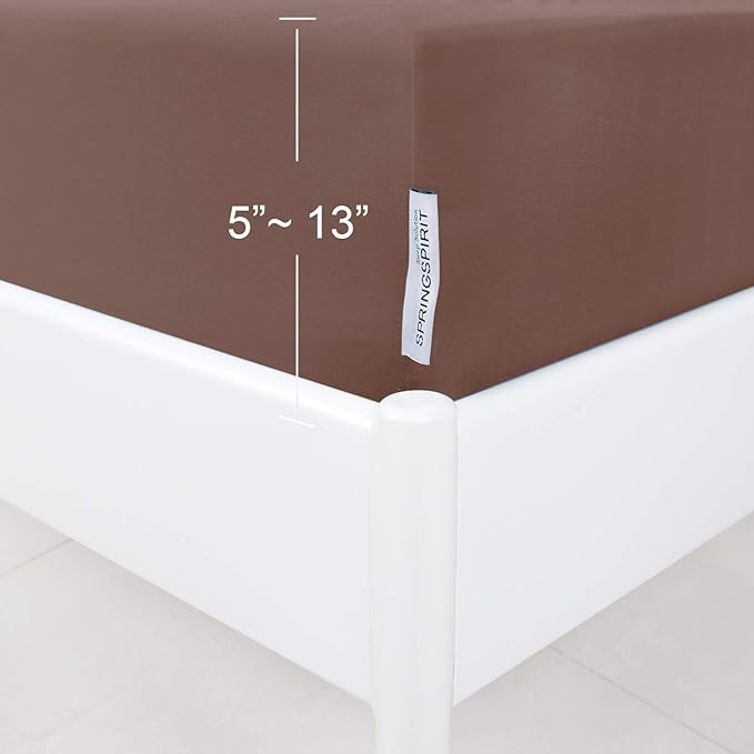 Box Spring Cover Queen Size with Smooth and Elastic Woven Material, Alternates for Bed Skirt, Wrinkle & Fading Resistant, Washable, Dustproof, Brown