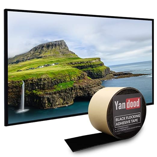 Black Flocking Adhesive Tape 3in x 30ft Projection Screen Felt Tape Border Ultra High Contrast Deep Black Felt Strips for Projector Screen Frame DIY