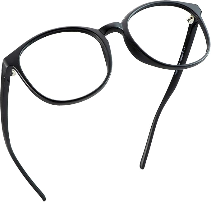 LifeArt Round Blue Light Blocking Glasses, Computer Glasses, Gaming Glasses, TV Glasses for Women Men (Black, 2.25 Magnification)