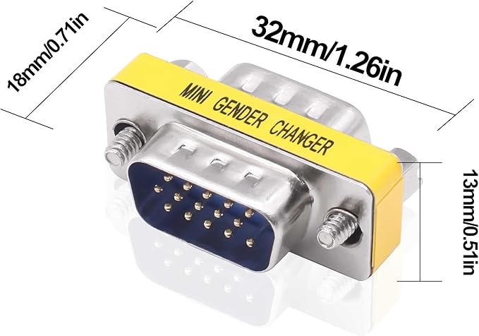 DB15 VGA Gender Changer Solderless Connector Male to Female Adapter D-SUB HD 15 Pin Serial Cable Coupler for PC Monitors Projectors-4pcs