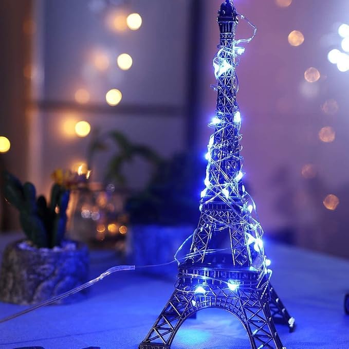 Sanniu Led Fairy Lights Battery Operated, 4 Packs Mini Battery Powered Copper Wire Starry String Lights for Christmas, Parties, Wedding, Bedroom, Patio, Indoor, Home Decoration (5m/16ft Blue)