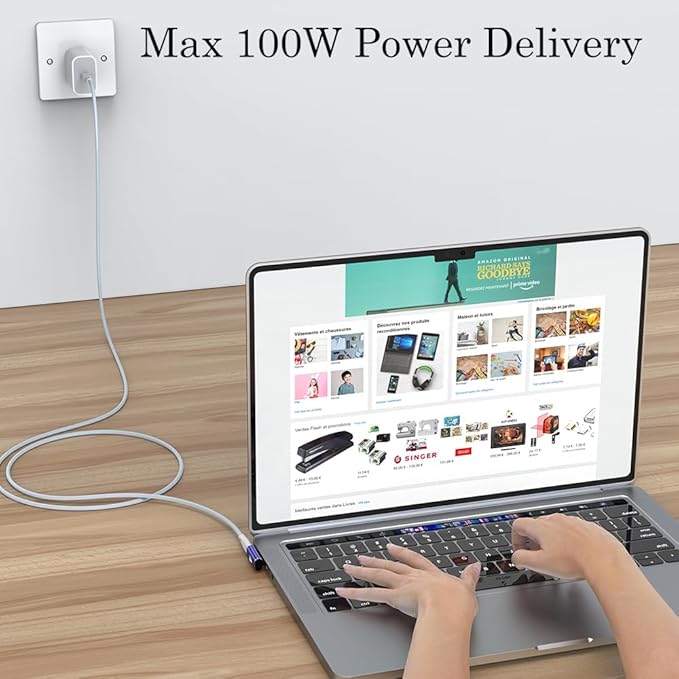 AuviPal 90 Degree USB C Adapter (2 Pack), L Shape Left and Right USB Type C Connector for Meta Quest, MacBook, iMac, iPad, iPhone 16 15 Series and Other Type C or Thunderbolt 4/3 Devices - Blue