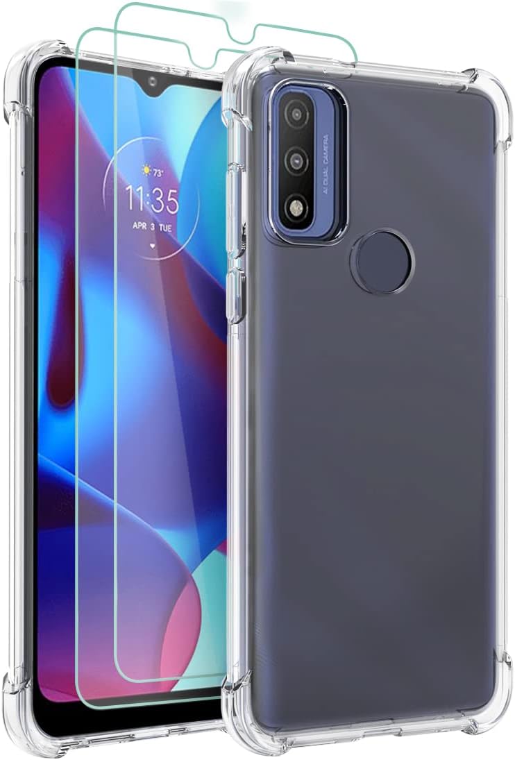 Osophter Moto G Pure Phone Case, Clear TPU with Screen Protector, Shock-Absorption Flexible Cover for Motorola G Pure