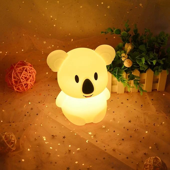 WHA&DARREN Large Koala Night Light for Kids,Cute Baby Lamp, Silicone Bedside Lamp,Portable Night Light for Kids Room, Rechargeable Animal Lights for Girls and Boys