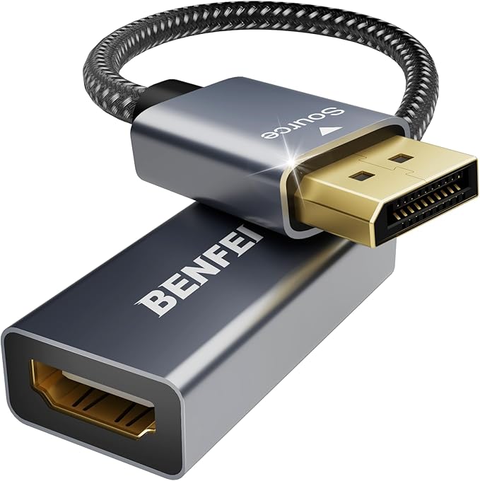 BENFEI 4K DisplayPort to HDMI Adapter Cable, (2K 60Hz, 1080p 120Hz) Uni-Directional Display Port to HDMI Monitor Converter Compatible for HP, Dell, GPU, AMD, NVIDIA, More. Male to Female