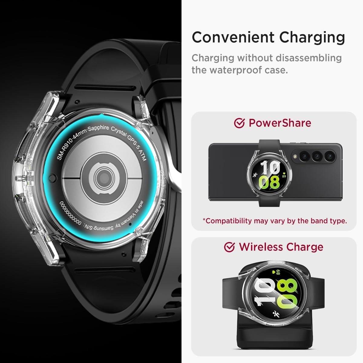 Miimall Waterproof Case for Samsung Galaxy Watch 4 & 5 40mm, Protective Bumper Case with Tempered Glass Screen Protector