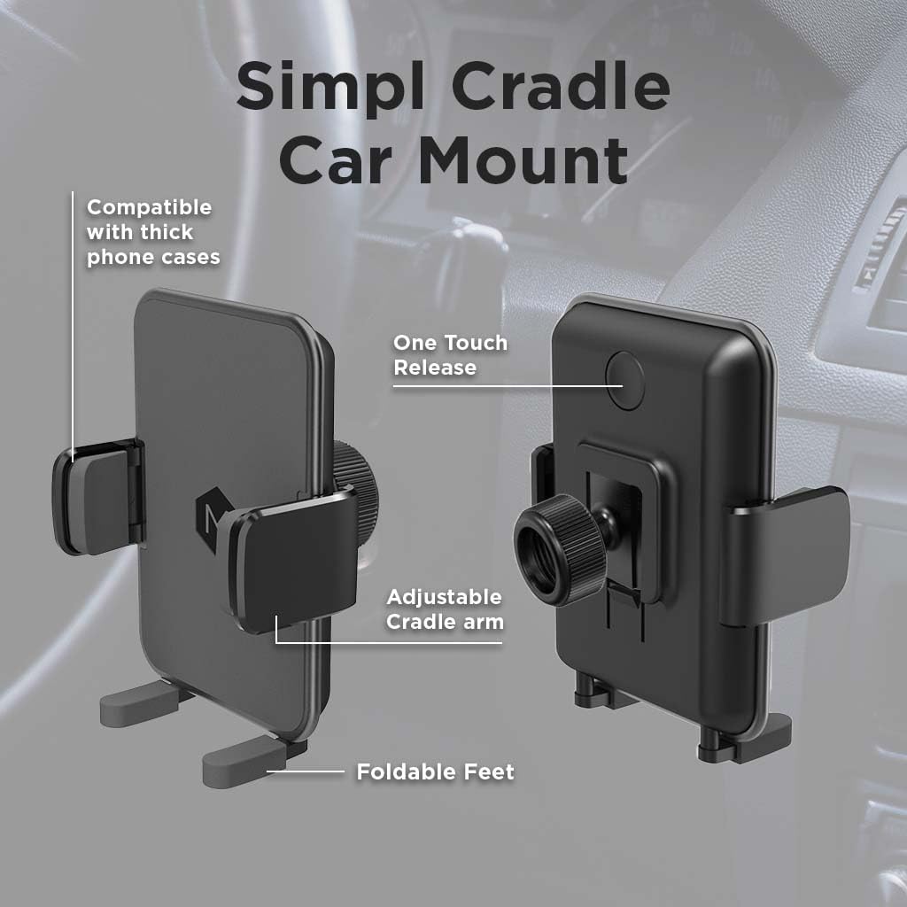 Phone Holder for Car Dash & Windshield, Flexible Gooseneck Phone Mount with Cradle Feet & Adjustable Holder Grips,