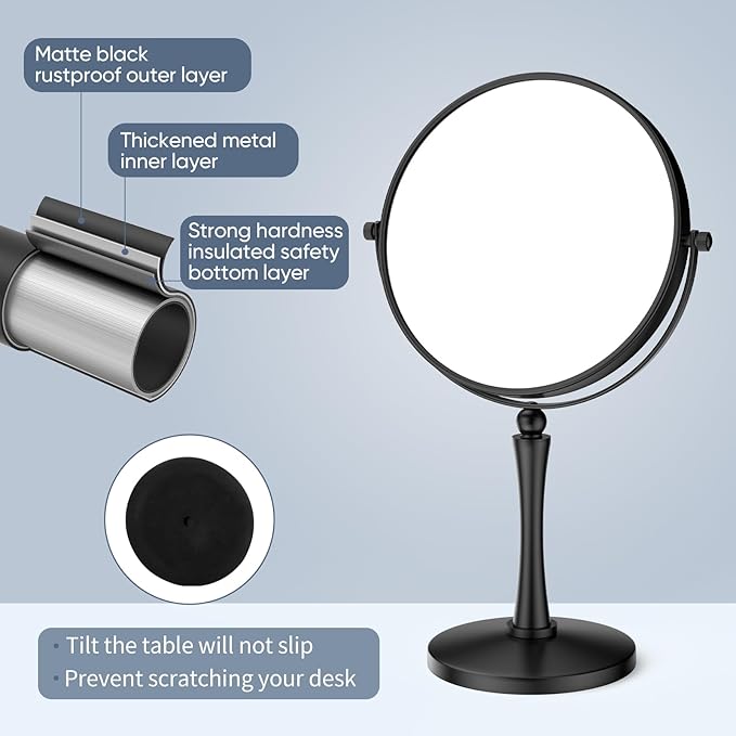 Nicesail 8' Desk Vanity Mirror, Double-Sided with 1X/7X Magnification, Makeup Mirror for Home, Hotel, Desktop