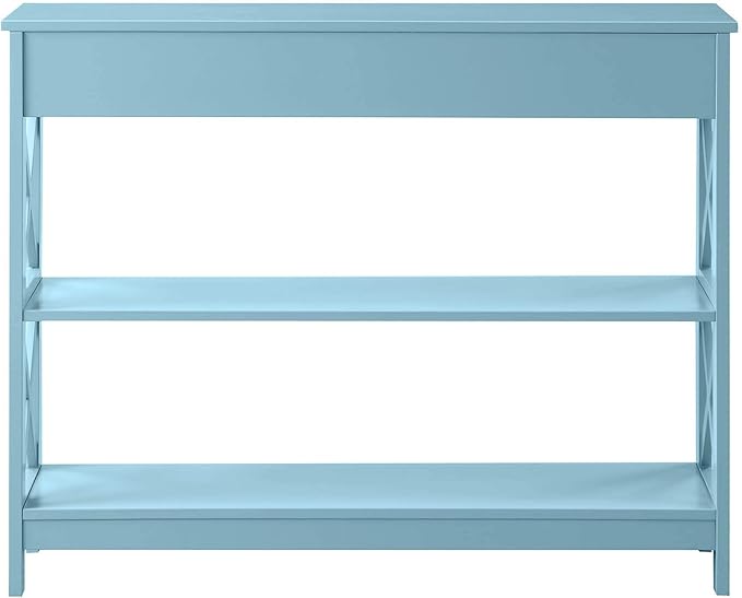 Convenience Concepts Oxford 1-Drawer Console Table 39.5" - Farmhouse Sofa Display with Storage Shelf For Living, Family, & Dining Room, Modern Entryway Hall Table for Kitchen, Bedroom, Sea Foam Blue
