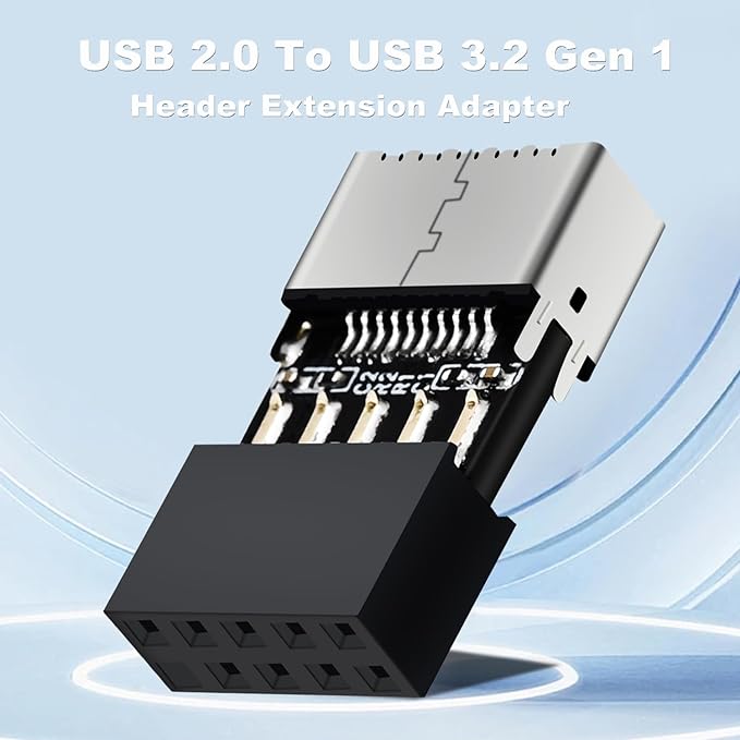 COMeap USB 2.0 to USB 3.2 Gen 1 Header Adapter for Mainboard with Type E Key-A Female Front Panel Socket to 9 Pin Header Internal Conversion Adapter