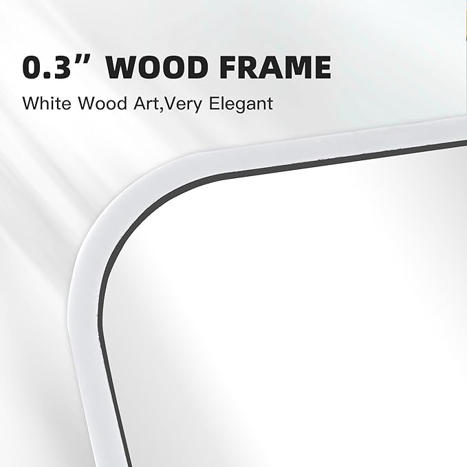 CULER White Bathroom Wall Mirror,20 x 30 Inch Rectangle Vanity Modern Tempered Glass Mirror for Bedroom,Living Room,Entryway