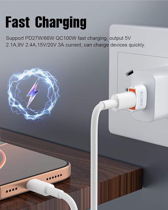 BOMIE USB to USB C Adapter 4 Pack,PD27W/66W/QC100W Fast Charging 480Mbps Data Transfer,Type-C Female to USB2.0 Male OTG Adapter for M-acBook,Phone 15/16/17 Pro Max,Pad Pro,X-peria,G-alaxy,Laptop White