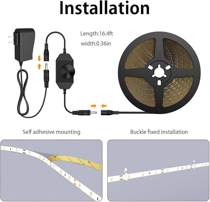 Warm LED Strip Lights,Onforu16.4ft Dimmable Strip Lighting,3000K 5m 12v Tape Light, 2835 LEDs Flexible Warm White Rope Light for Home,Kitchen,Under Cabinet,Bedroom, Christmas Decor, Non-Waterproof