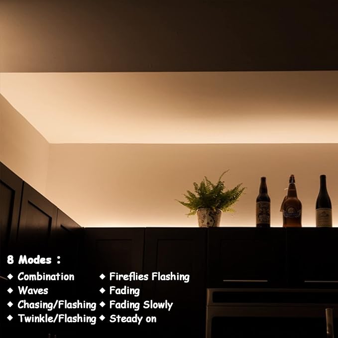 echosari Strip Lights Battery Operated, 16.5Ft 150 LED 2835 SMD Closet Strip Lights with Remote for Bedroom, Kitchen, Cabinet Décor (Warm White)