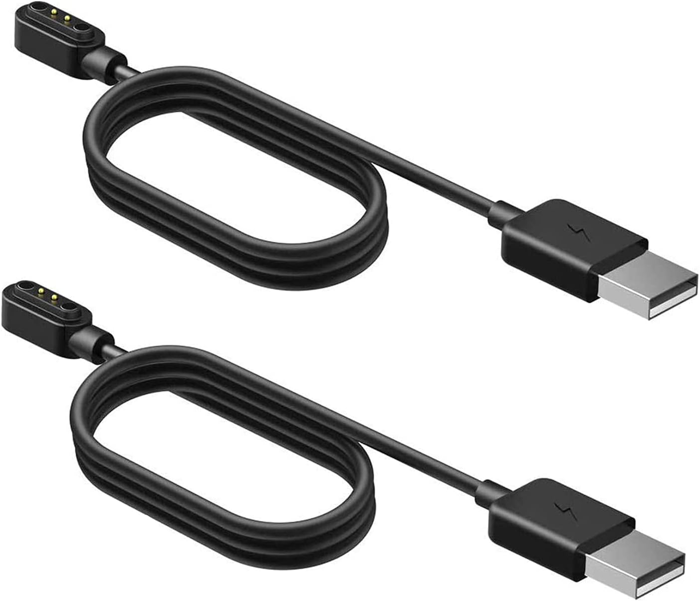 Magnetic USB Charger for AKUMAKA 209DK Smart Watches, Replacement Charging Cable (2 Pack-Black+Black)