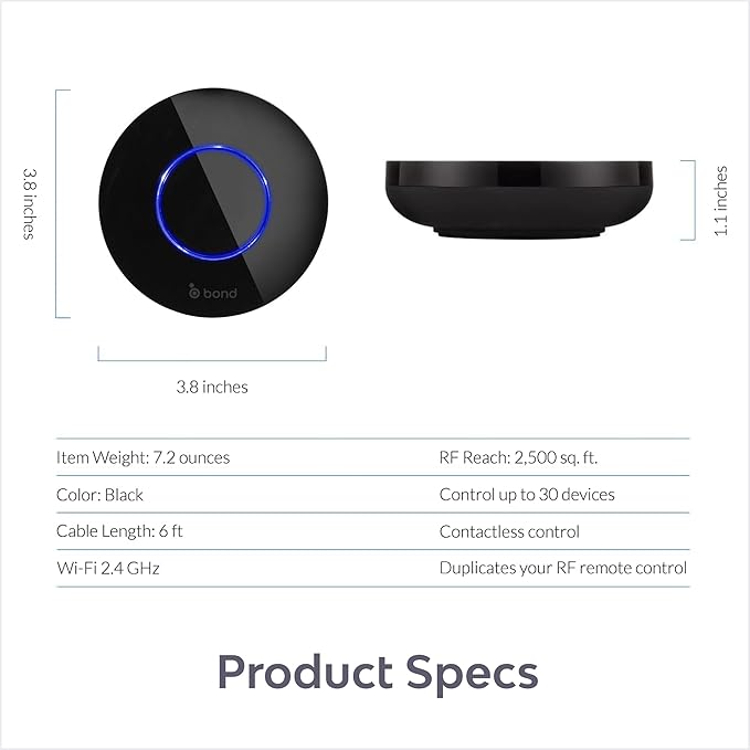 BOND | Add Wifi to Ceiling Fan, Fireplace or Motorized shades | Works with Alexa, Google Home | Remote Control with App | Works with iPhone or Android