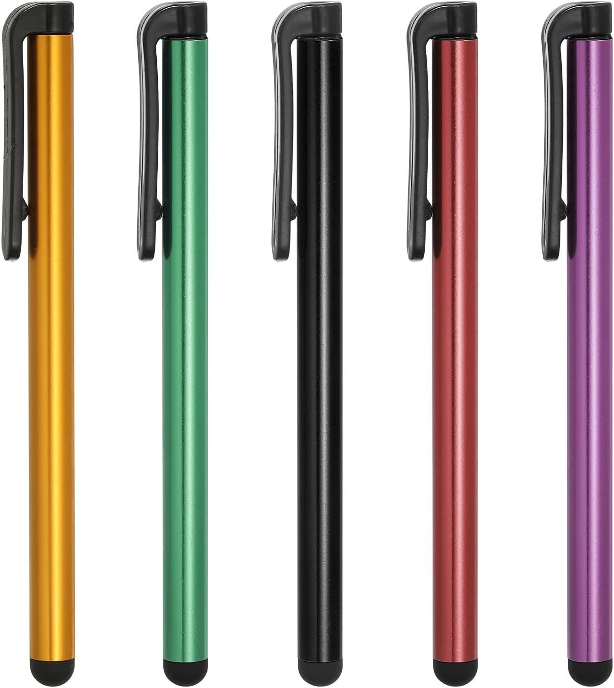 MECCANIXITY 5pcs Universal Capacitive Stylus Pens for Touch Screens, Black, Gold, Purple, Red, Green